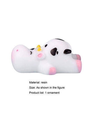 İnek Heykelcik Çevre Dostu Zanaat Heykeli Göz Alıcı Reçine Minyatür İnek Ev İçin 2