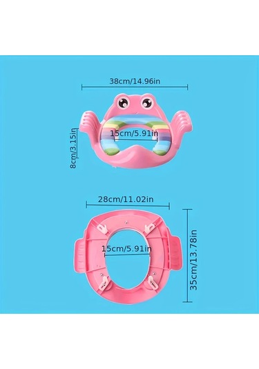 Sunshine011 Pembe Kurbağa Desenli Seyahat Çocuk Tuvalet Eğitim Koltuğu, Kolay Temizlenir Pembe