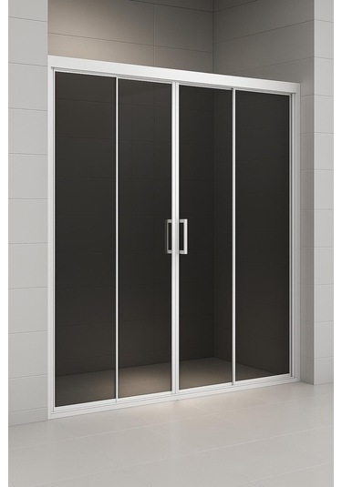 Duşakabin Füme Temper Cam Ön Cephe Beyaz Profil - Yükseklik: 190 Cm Beyaz