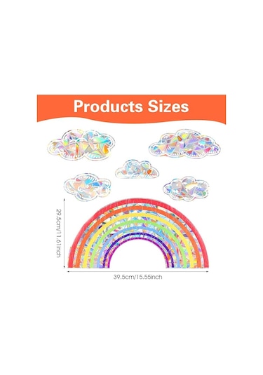Güneş Yakalayıcı Etiketler Gökkuşağı Bulutu Pencere Etiketleri, 6 Adet Yapışkansız Prizma Vinil Çıkartma Çarpışma Önleyici Pencere Yapışkanları Ev Dekorasyonu Pencere Filmi Cam İçin Çok Renkli Güneş Yakalayıcı Etiketler Gökkuşağı Bulutu Pencere Etiketleri, 6 Adet Yapışkansız Prizma Vinil Çıkartma Çarpışma Önleyici Pencere Yapışkanları Ev Dekorasyonu Pencere Filmi Cam İçin Çok Renkli