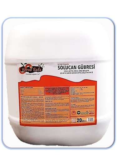%100 Organik Doğal Vermisafa Konsantre Sıvı Solucan Gübresi 20 L