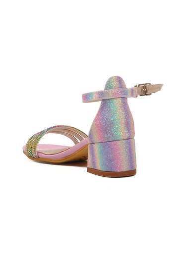 Aspor Pembe Taş İşlemeli Kız Çocuk Sandalet Çok Renkli