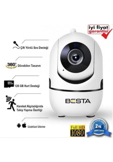 Kablosuz Kamera 1080p Harekete Duyarlı 360 Derece 2mp