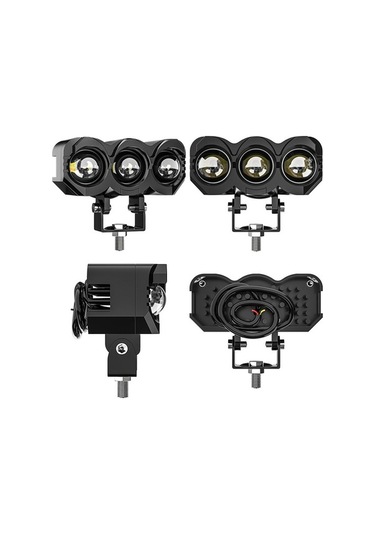 Pazly 2 Adet Motosiklet Led Spot Işık, Çift Renkli Yüksek/düşük Far, Lmk00328/ Siyah