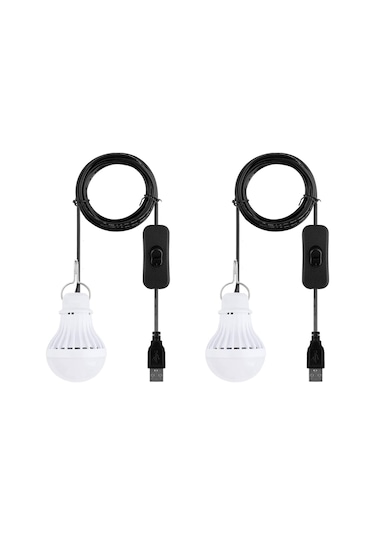 Hfambition 2 Adet 2.5m Kablolu Usb Kamp Işığı - 650lm 3000k Isı Beyazı 14 Led'li 5v Usb Beslemeli Işık Kaynağı