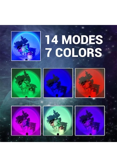 Led  Günbatımı Lamba Projektör Ev Dekor Gece  TaşınabilirDuvar Fotoğrafçılığı Neon Işıkları 7 Renk Gün Batımı Çok Renkli