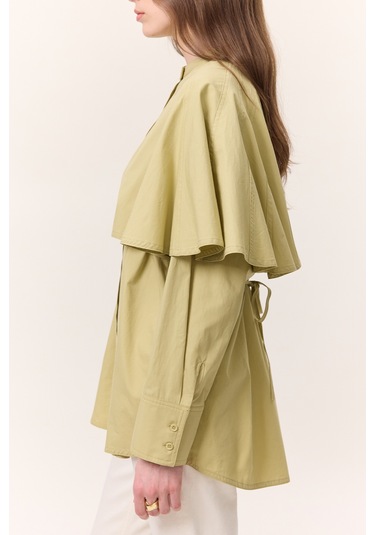 Pelerinli Tasarım Gömlek Adaçayı Adaçayı Yeşil