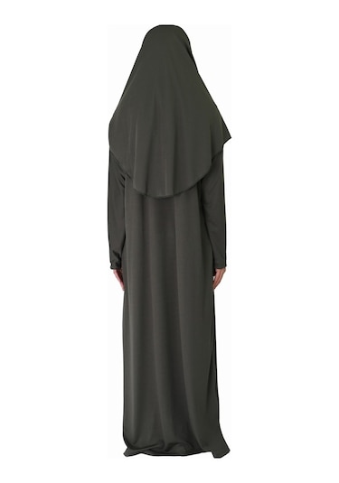 Koyu Haki 2 Fermuarsız Namaz Elbisesi Koyu Haki