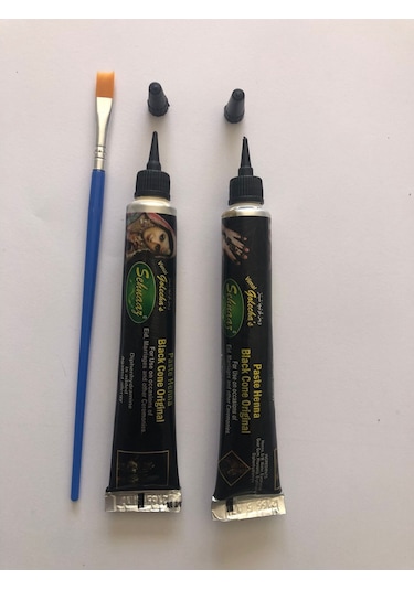 Hint Kınası Desenleri 12 Sayfa Birden 2 Tüp Kına, fırça Hediyeli Siyah