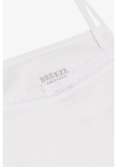 Breeze Kız Çocuk İnce Askılı Atlet Dantelli 3-13 Yaş, Beyaz-beyaz Beyaz