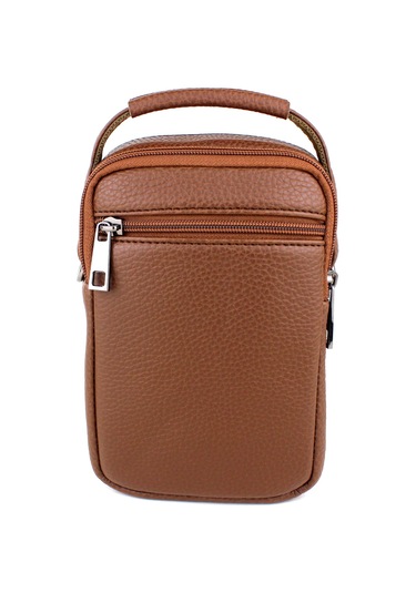 Erkek Taba Çok Cepli Askılı El Ve Omuz Çantası Taba