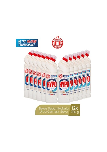 Hyper Hypo Ultra Çamaşır Suyu Beyaz Sabun Kokulu 750 Ml X 12 Adet