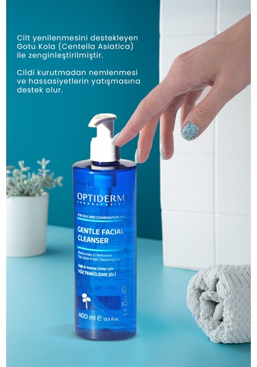 Optiderm Yüz Ve Cilt Temizleme Jeli Yağlı Ve Karma Ciltler 400 Ml