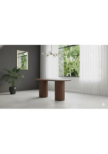 Noıre Ahşap Modern Yemek Masası 6 Kişilik Yemek Masa Takımı Ceviz Beyaz