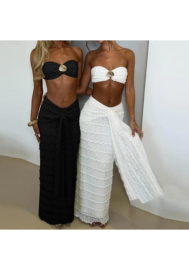 Siyah Sydney Seashell Lace Etekli İkili Taklım Siyah