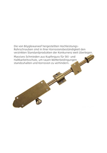 Springsun 25cm Uzun Bakır Palmetli Ahşap Kapı/pencere Kilitçigi - Kalınlaşmış Açık Montaj - Bakır Halka Takımı - Bronz Rengi Bronz