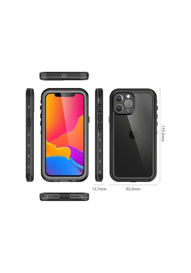 Mobilteam İphone 13 Pro Max Uyumlu 1-1 Su Geçirmez Kılıf-siyah Siyah