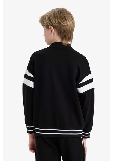 Defacto Erkek Çocuk Kolej Yaka Baskılı Bomber Hırka F2712a825aubk81 Siyah