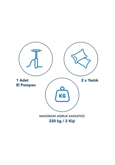 Avenli Çift Kişilik Şişme Yatak - 2 Yastık + El Pompası Mavi