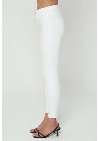 Naomi Beyaz Normal Bel Fermuarlı Skinny Fit Jean Pantolon C 4526-050 Beyaz
