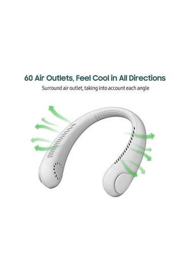 Pazly Taşınabilir Boyun Fanı - 3 Hızlı, 1800mah Şarjlı, Bıçaksız, Spor Seyahat Kişisel Serinletici