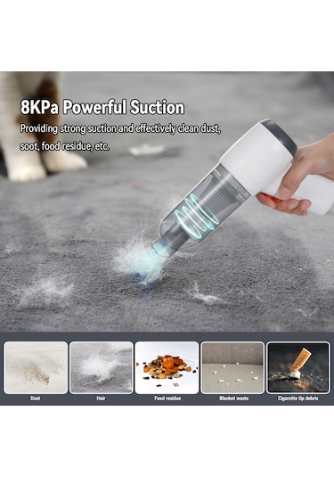 Jeehugo Aumotop Cv103 El Tipi Araç Süpürgesi: Toz Alma, Vakumlama, Üfleme, Lastik Şarj Etme, Filtreli, Type-c Şarjlı