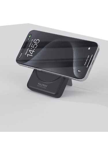 Fulltech Fp22 10.000mah 15w Magsafe Standlı Wireless Powerbank Hızlı Şarj, Çift Çıkış, Dahili Kabl Siyah