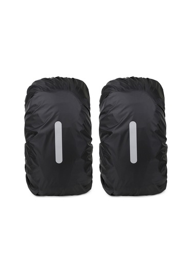 Vkemall Siyah Dikey Desenli 2 Adet Xs Boy 20l Çanta Yağmurluk, Polyester Taffeta, Yansıtıcı, Su Geçirmez, Dışarıda Dağcılık Okul Çantaları İçin Korumalı Kılıf Siyah