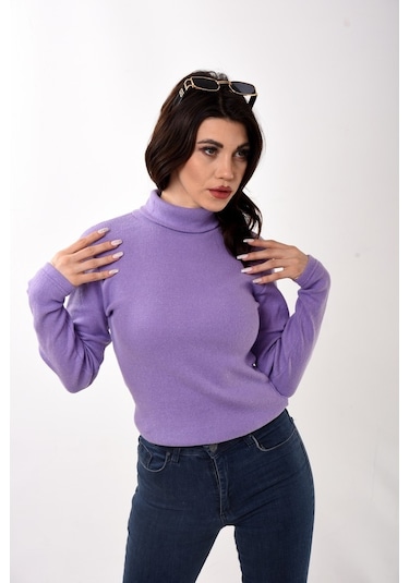 Kadın Balıkçı Yaka Boğazlı Slim Fit Kazak