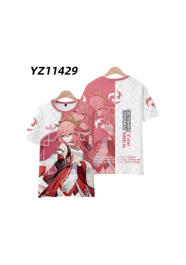 Snapbuy Yeni Oyun Anime Genshin Impact Hutao Yae Miko 3d Baskılı T-shirt Unisex Giyim Cosplay Teebejerkek Bej