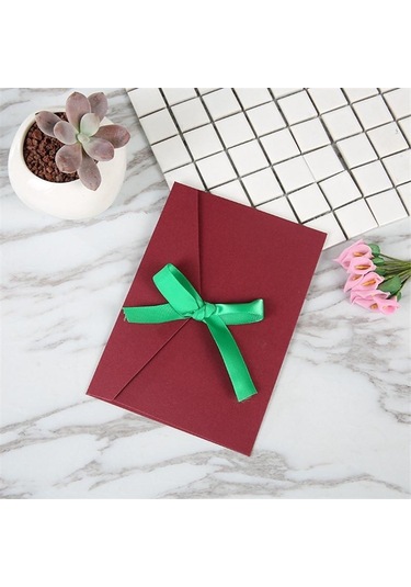 Şarap Kırmızısı Yüksek Dereceli Inci Kağıt Damgalama Batı Tarzı Güçlendirilmiş Düğün Davetiyesi Tebrik Kartları Hediye Zarfları 5 Pcs