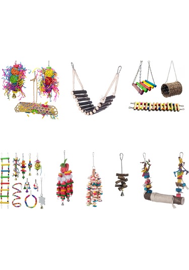 Vkemall Orman Ağaç Ve Mısır Kabuğu İle Yapılmış Papağan Diş Ve Gagası Gıcırdatma Oyuncak - Orta Ve Büyük Boy Kanatlılar İçin Dayanıklı Ve Kolay Monte Edilebilir