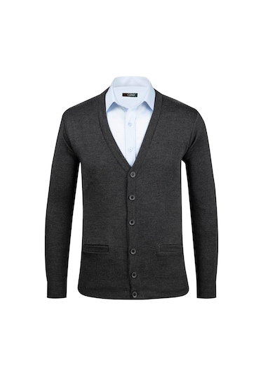 Çizgi Triko Erkek Büyük Beden Desenli Kol Ve Bel Lastikli Çelik Örgü Triko Hırka 4241mb Antrasit Antrasit