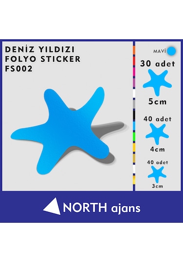 Deniz Yıldızı Folyo Duvar Sticklerı Mavi