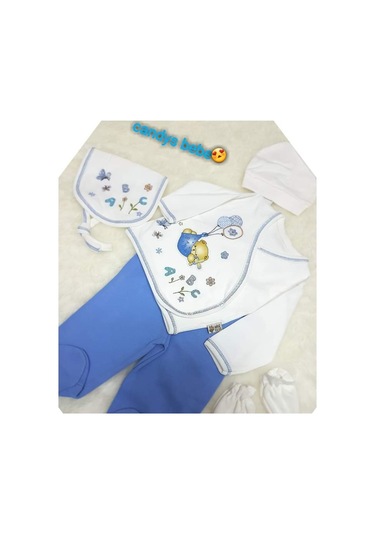 Candys Bebe ERKEK MAVİ BEYAZ TULUM Beyaz - Açık Mavi