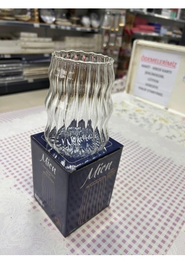 Renksiz Desenli Borsilikat Cam Bardak 450 Ml Şeffaf