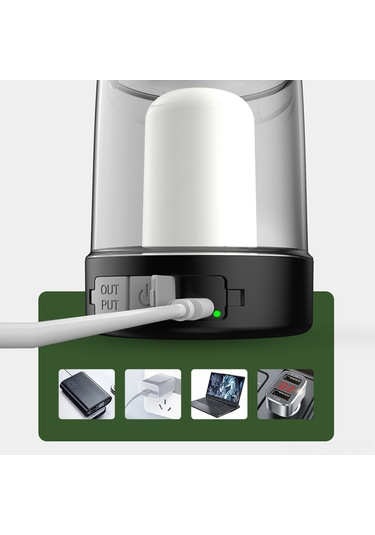 Neevoyu Usb Şarjlı Su Geçirmez Kamp Lambası - 3 Işık Modlu, Ayarlanabilir Parlaklık, Power Bank Özellikli Siyah