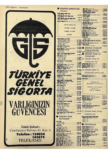 İzmir 1982-1983 Meslek Reklam İlanı Efemera S529