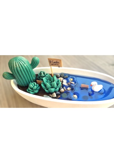 Göletli Kaktüs Mum Tabağı
