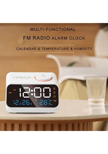 Zilinn Mordern Fm Radyo Başucu Uyandırma İçin Led Çalar Saat. Sıcaklık Termometresi Nem Higrometresi İle Dijital Masa Takvimi. Beyaz-89 Çok Renki