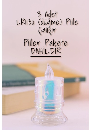 3 Adet Led Mum Simli Tipi Pil Dahil Dumansız Alev Ledli Yapay Dekoratif Mum Işığı Orta Pt421 ŞEFFAF