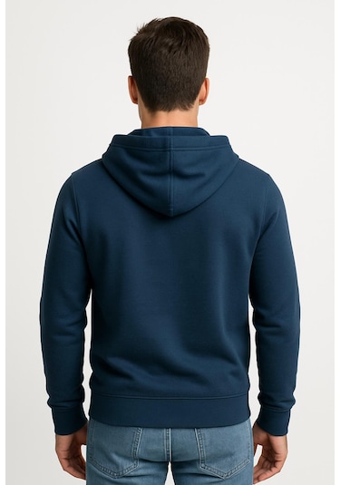 Axxel Erkek İndigo 2 İplik Fermuarlı Kapüşonlu Sweatshirt-w1084 Indigo