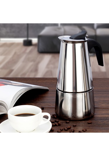 Honmex Stahl Mocha Pot 100ml - Taşınabilir Elektrikli Kahve Filtre Makinası - Latte Ve Espresso Hazırlayıcı Gümüş
