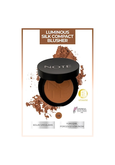 Note Cosmetique Luminous Silk Compact Blusher Toz Allık - 08 Bronze Show