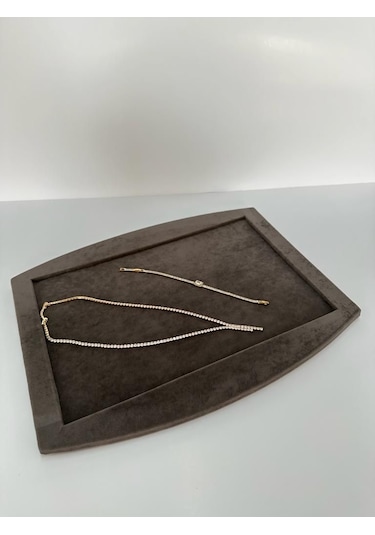 Yerli Üretim Süet Kumaş Kahve Renk Kolye Ucu Küpe Yüzük Takı Serv Kahverengi