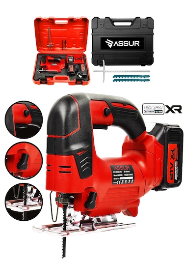 Assur ASR858 21V Çift Akü Dekupaj Testere Kırmızı