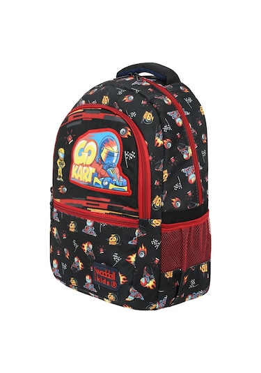 Waddell Lisanslı Go Kart Deri Nakış Desenli Erkek Çocuk İlkokul Sırt Çantası Ve Beslenme Çantası
