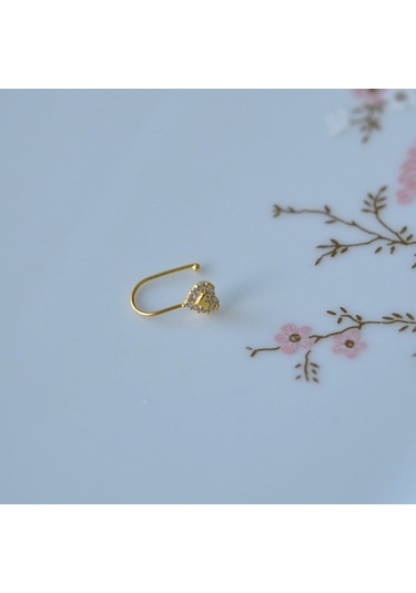 Gold Renkli Gümüş Delik Gerektirmeyen Sıkıştırmalı Kalp Hızma Sarı