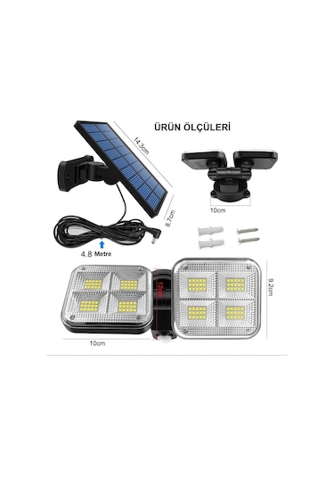 Upway Güneş Enerjili 120 Led Şarjlı Hareket Sensörlü 500 Lümen Solar Aydınlatma Lamba