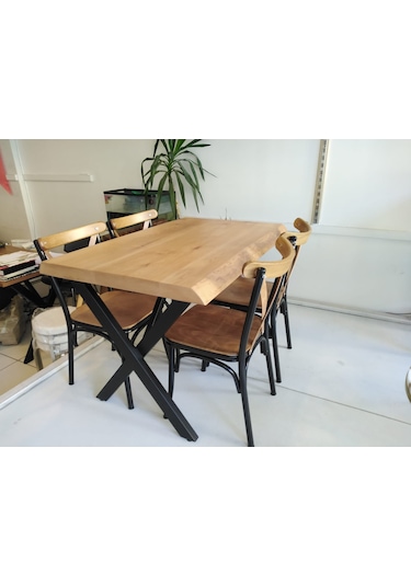 Bintaşmobilya 4 Kişilik Kütük Masa Tonet Sandalye Takımı 120X80.Cm